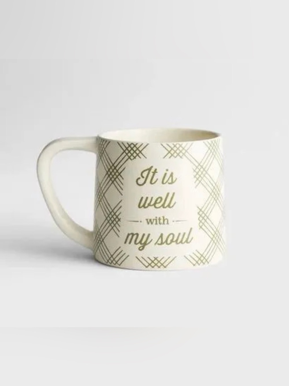 DaySpring Cream Ceramic Mug with Script "It Is Well With My Soul" - NEW